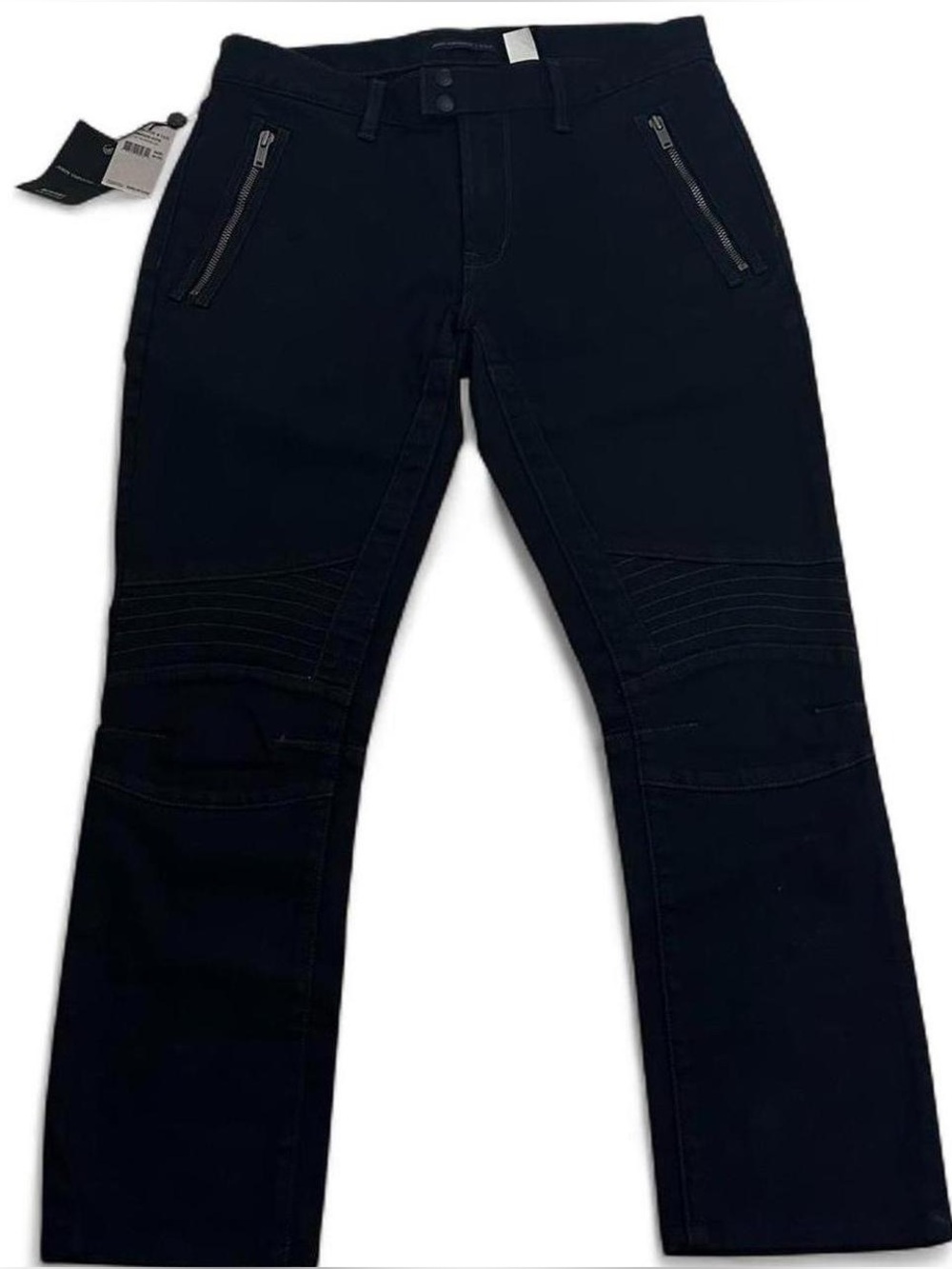 NWT John Varvatos Moto-Inspired Black Bowery Slim Straight Jeans Size 30